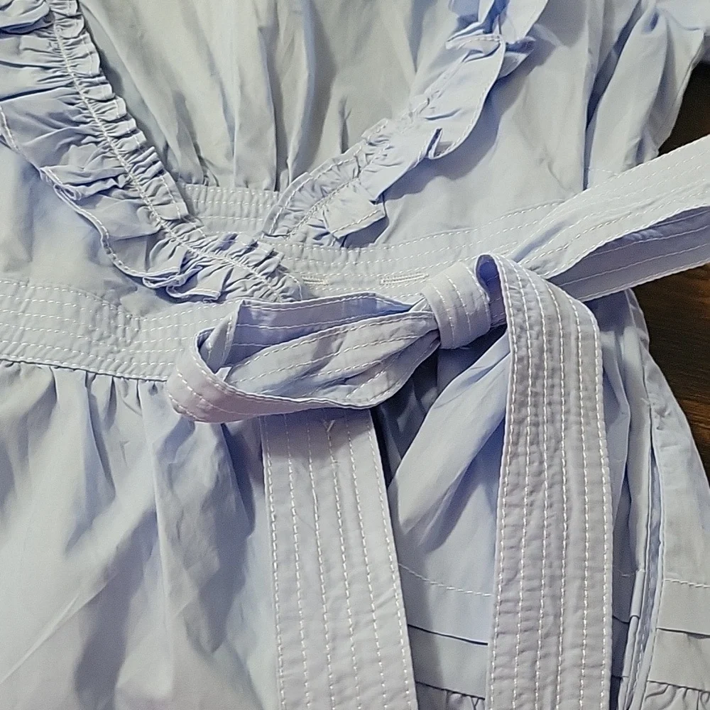 NWT Vestique Light Blue Ruffle  Wrap Size Small Dress - Picture 4 of 7